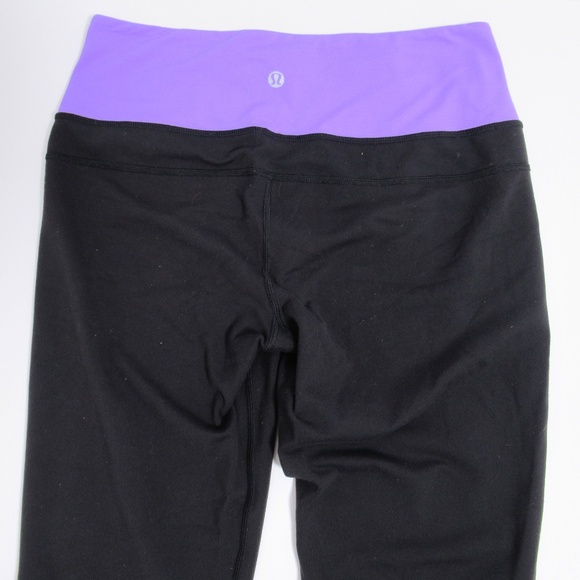 Lululemon Women's Activewear Crop Black & Purple Size 6 Four Way Stretch - Picture 7 of 12
